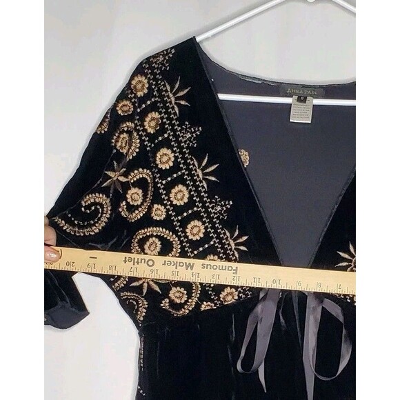 Anna Paul Designer Velvet Silk Embroidered Kimono Top Women Small Romantic Y2K - Picture 6 of 10